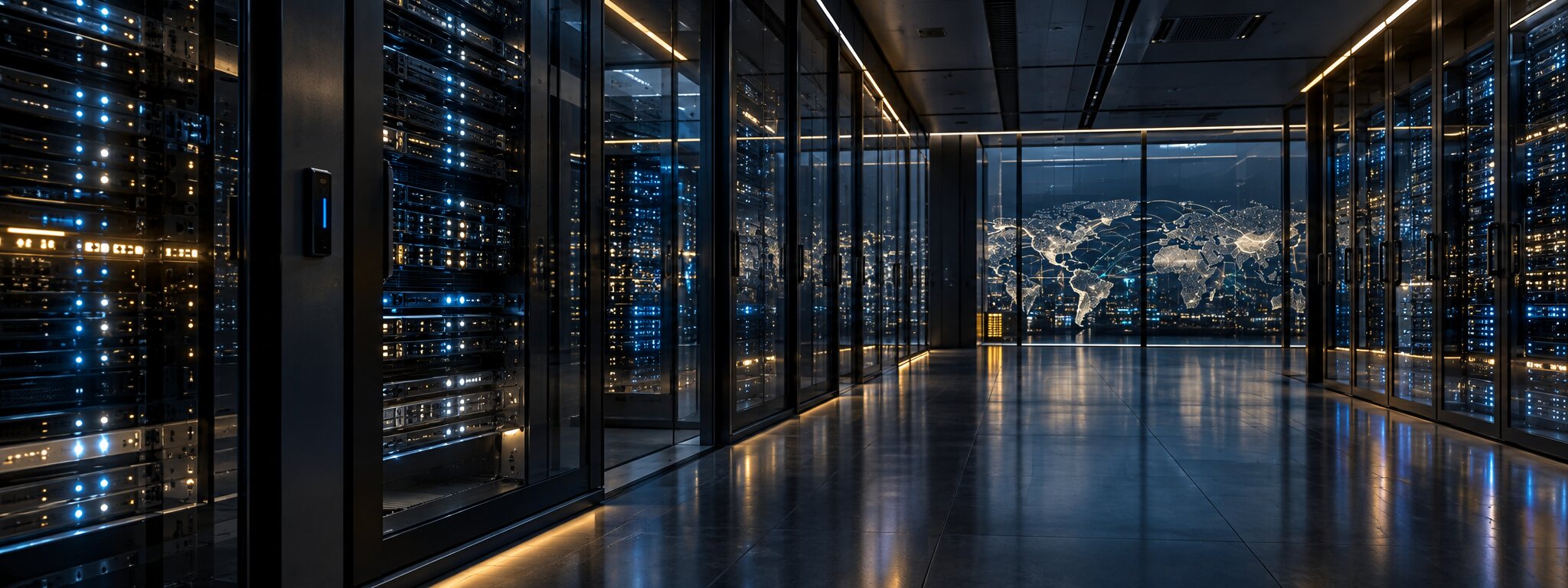 Secure data-center corridor with monitored digital infrastructure